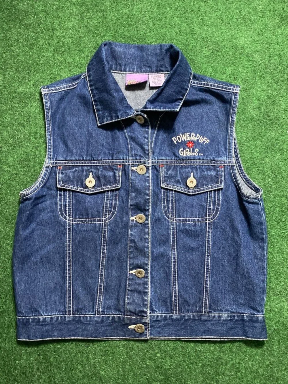 Vintage 2001 Cartoon Network Powerpuff Girls Denim Vest 14/16